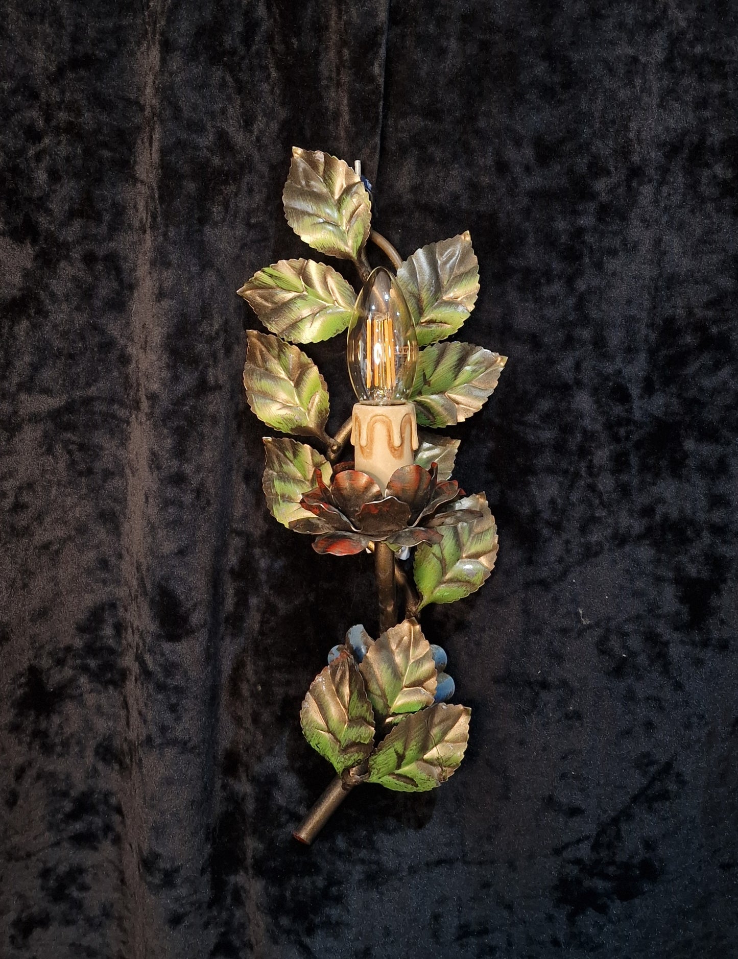 RESERVED Elegant Vintage Italian 1 Light Singular Toleware Wall Sconce Light