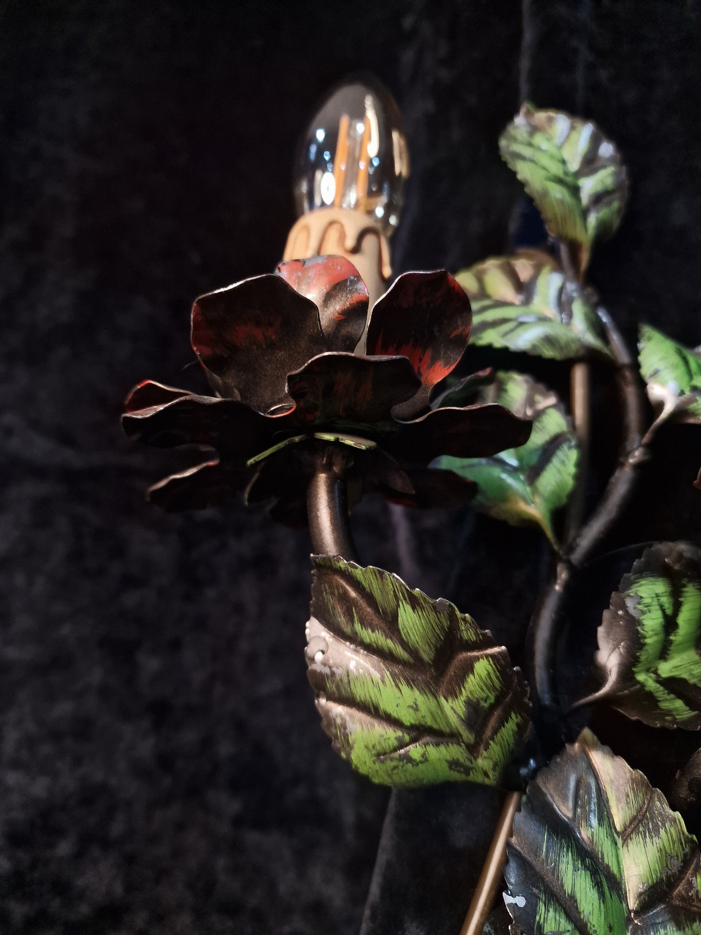 Gorgeous Pair of Vintage Italian 2 Arm Toleware Floral Wall Lights Sconces
