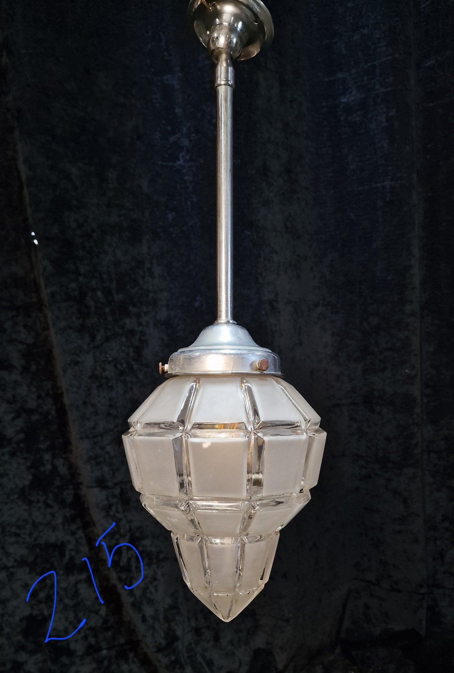 Unique Art Deco Antique Vintage Ships Lantern Light with Geometric Glass Shade