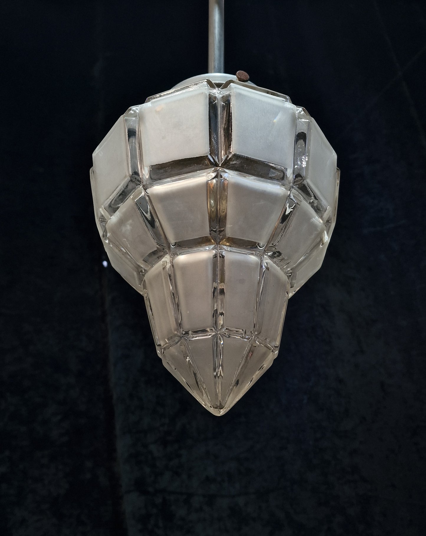 Unique Art Deco Antique Vintage Ships Lantern Light with Geometric Glass Shade