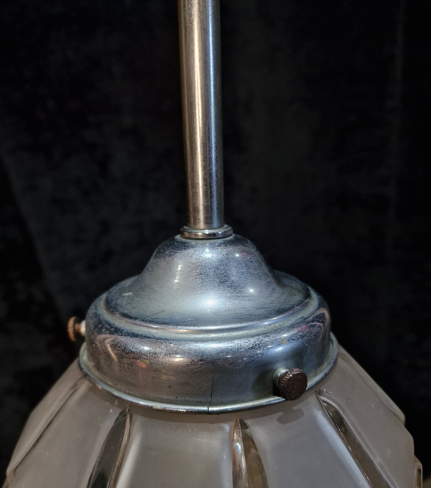 Unique Art Deco Antique Vintage Ships Lantern Light with Geometric Glass Shade