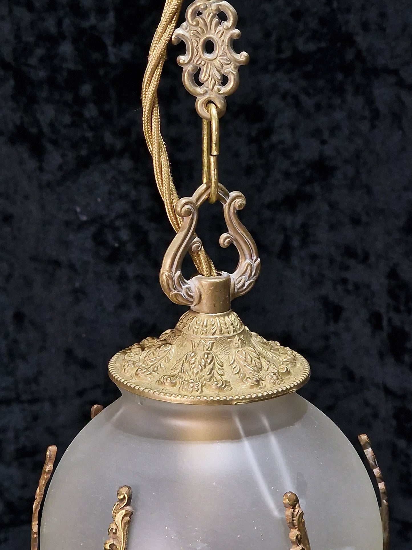 Stunning Vintage Italian 1 Light Brass Globe Lantern Ceiling Light