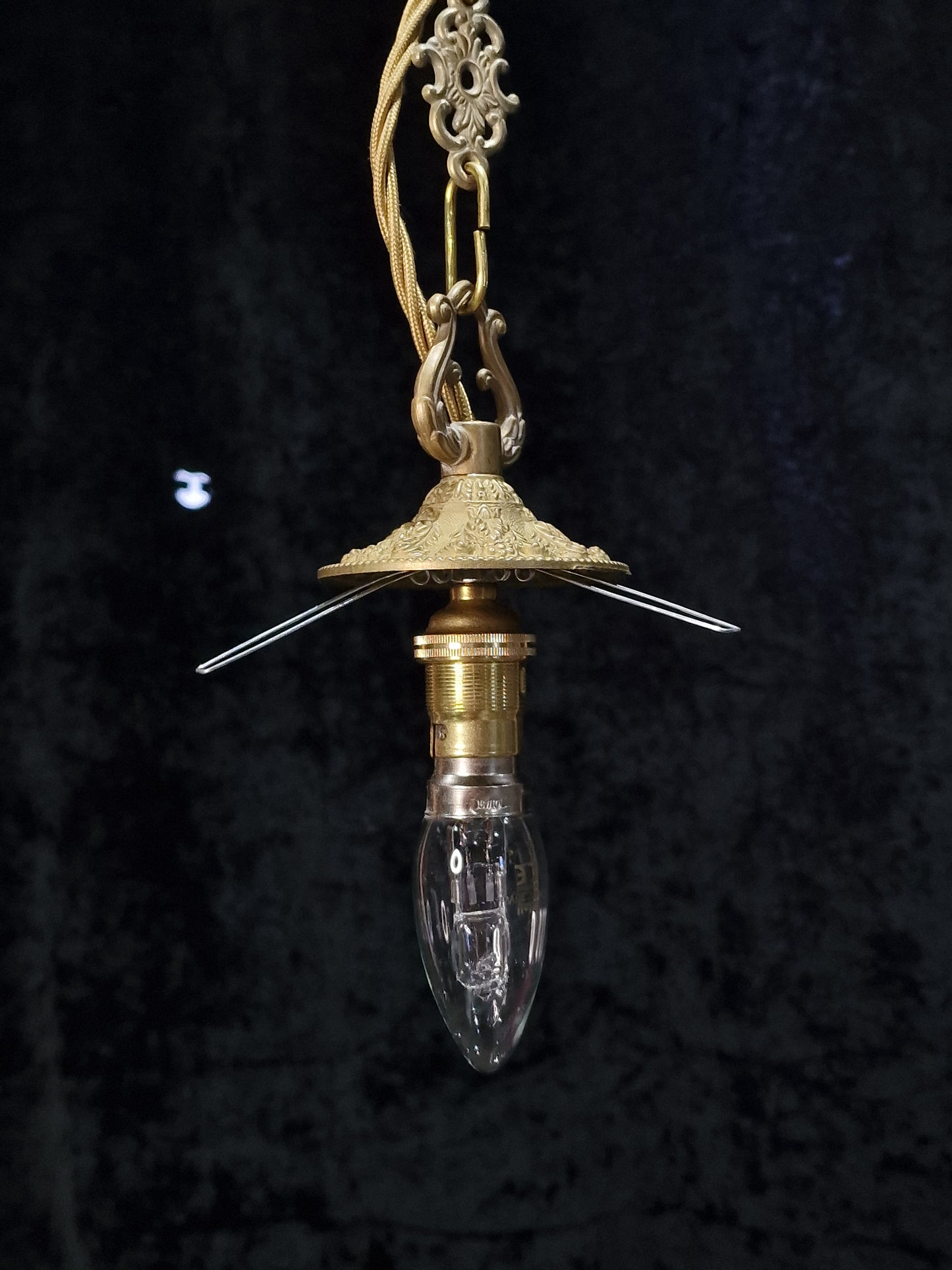 Stunning Vintage Italian 1 Light Brass Globe Lantern Ceiling Light