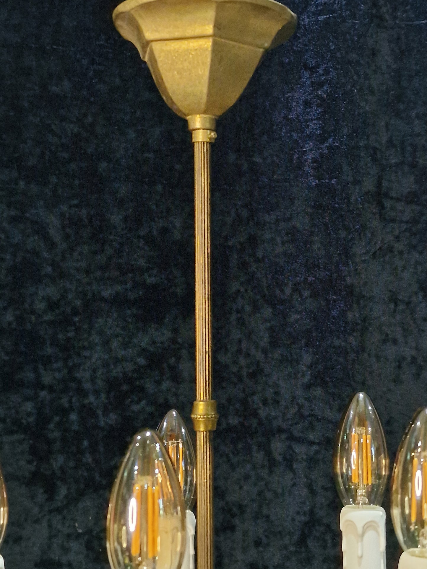 Elegant Petite Antique Brass 5 Arm Traditional French Chandelier Ceiling Light