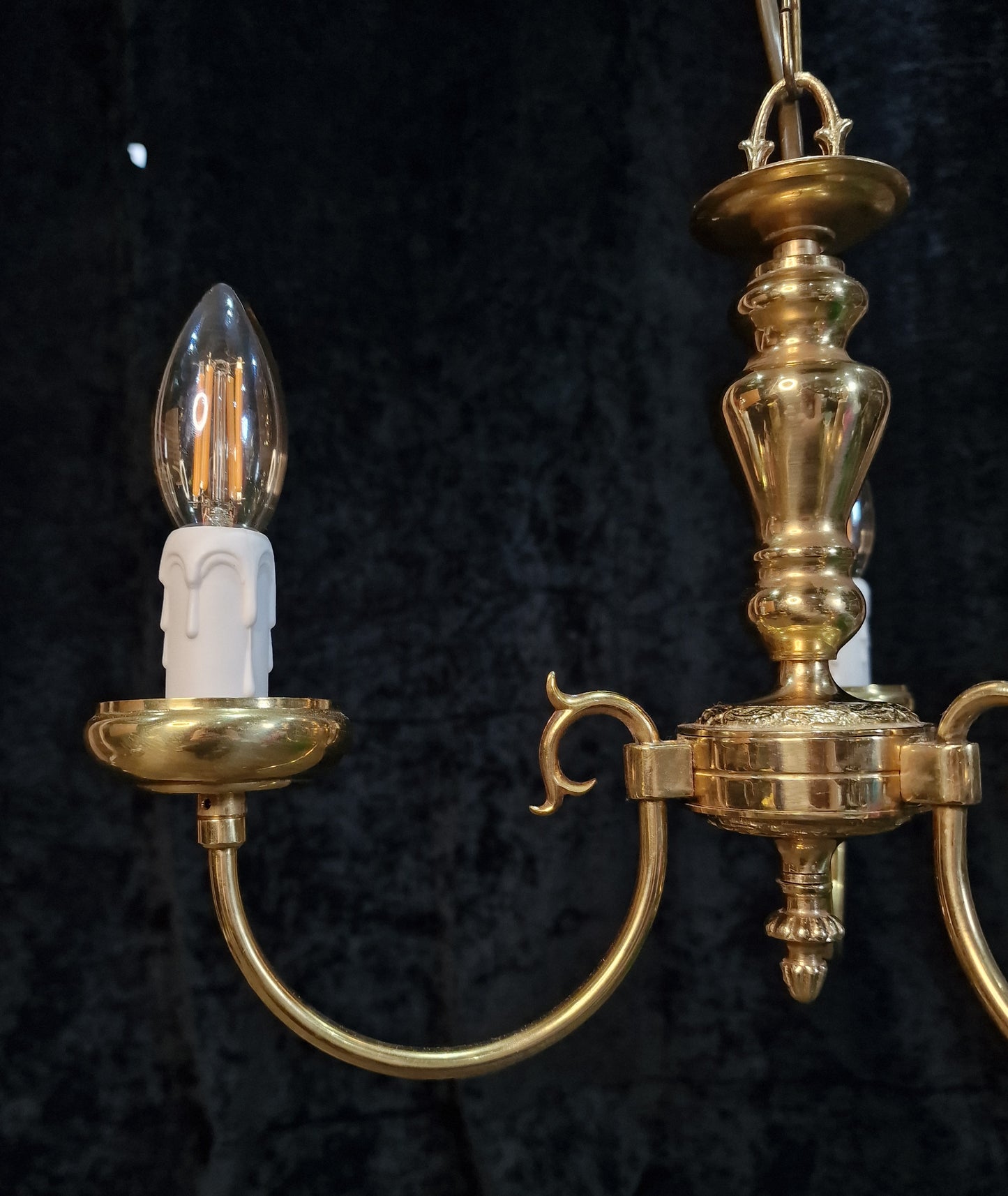 Dainty Vintage Polished Brass 3 Arm Classical Chandelier Ceiling Light