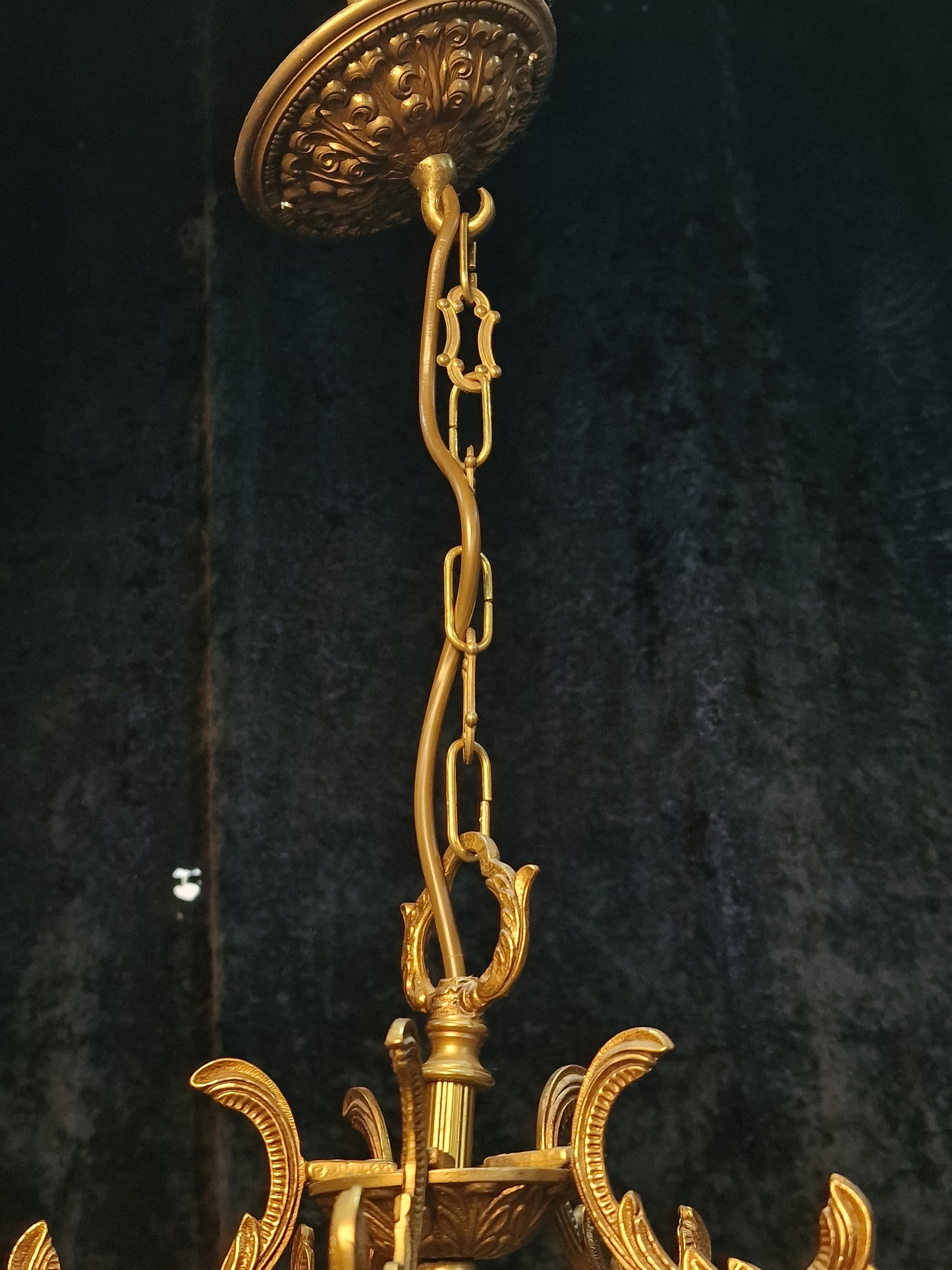Fabulous Large Heavy Antique French 5 Side Starburst Brass 3 Light Lantern