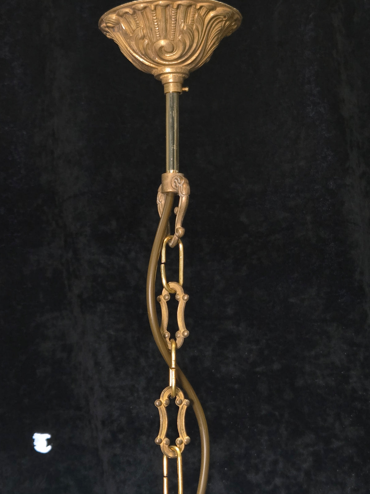 Beautiful Antique French Crystal Bag 1 Light Brass Chandelier Ceiling Light