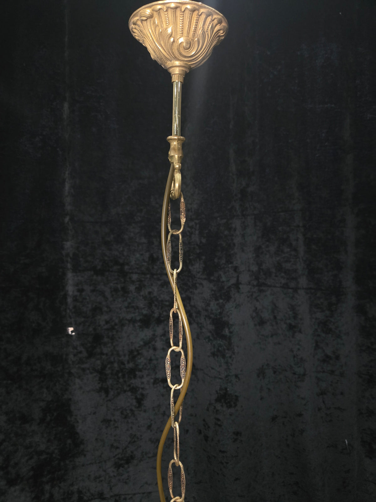 Beautiful Antique French Brass 4 Tier Crystal Waterfall Chandelier Ceiling Light
