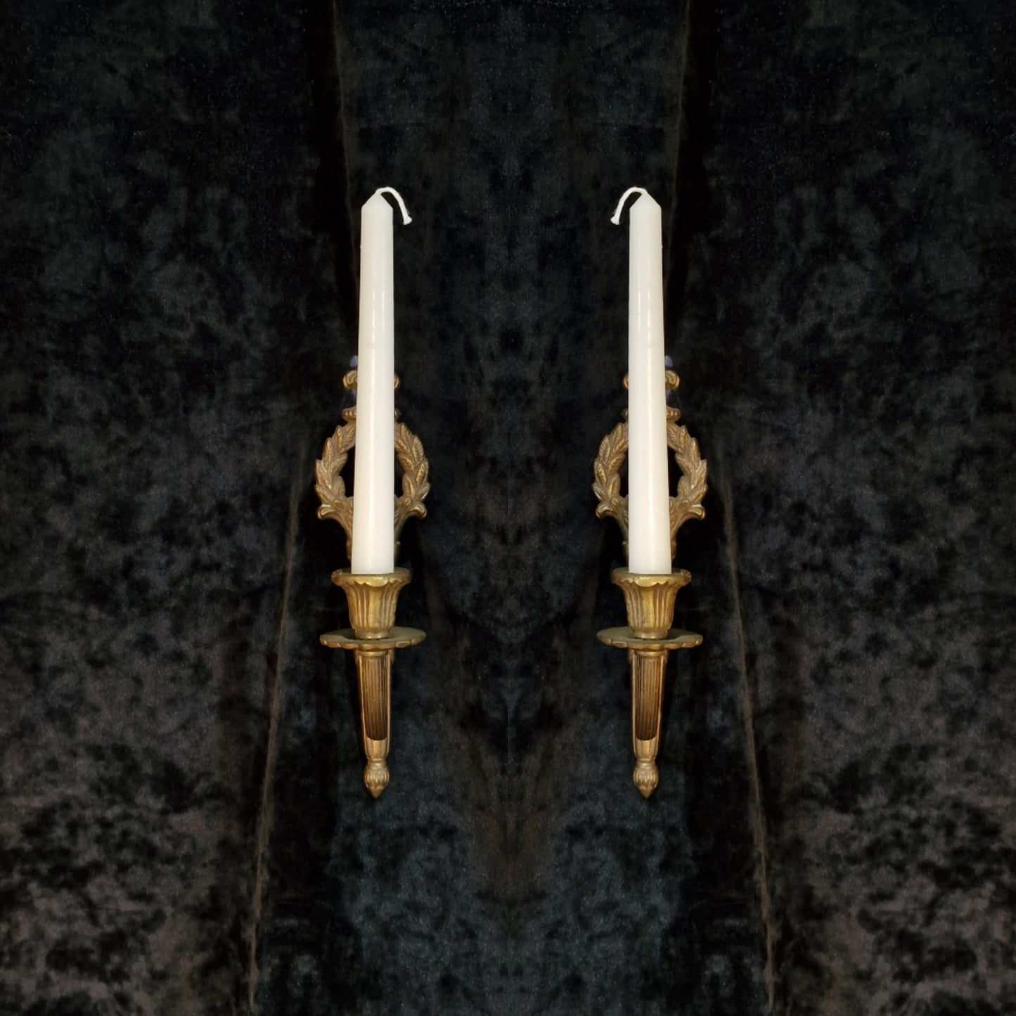 Traditional Pair of Antique French Empire 1 Arm Brass Wall Lights Sconces