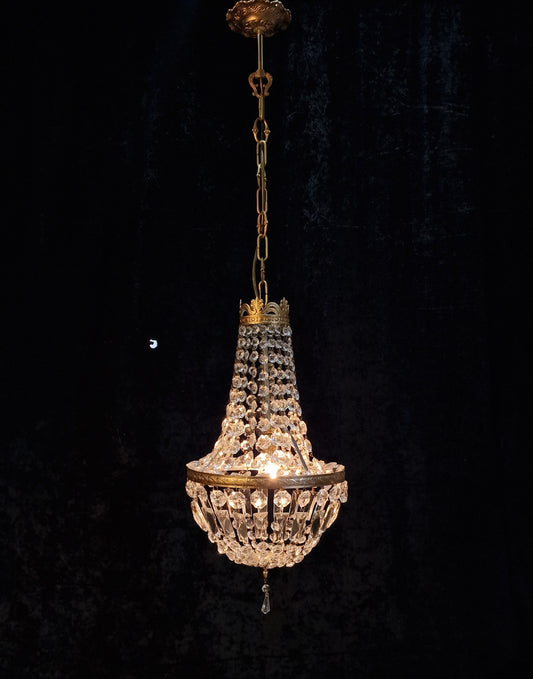 Traditional Vintage Italian 1 Light Gilded on Metal Montgolfiere Chandelier
