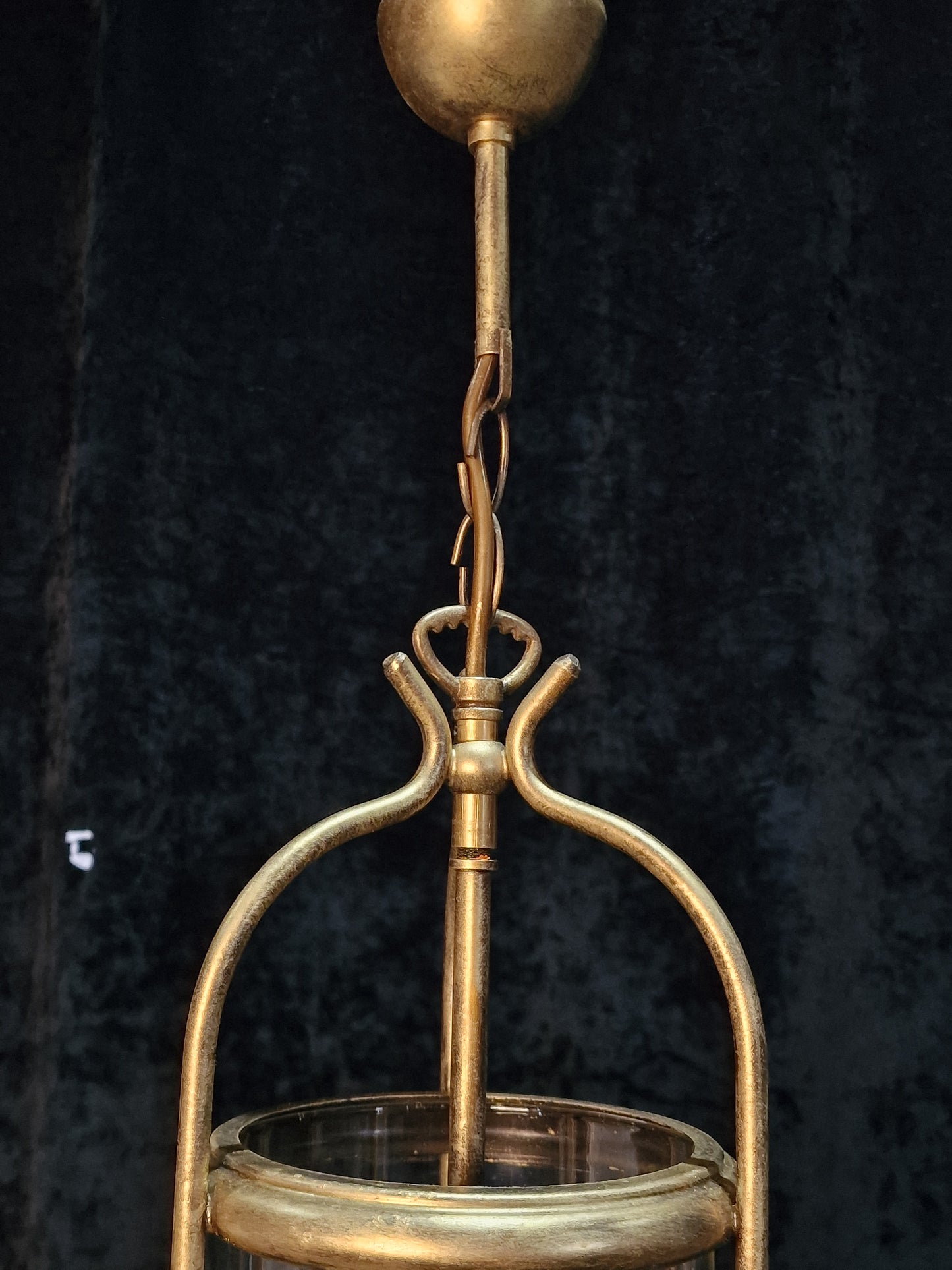 Classical Vintage French Cylinder Glass Gilded 2 Light Lantern Hallway Light