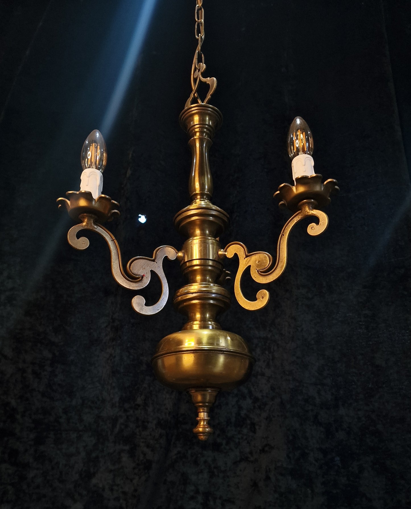 Elegant Vintage Italian 3 Arm Brass Chandelier Ceiling Light
