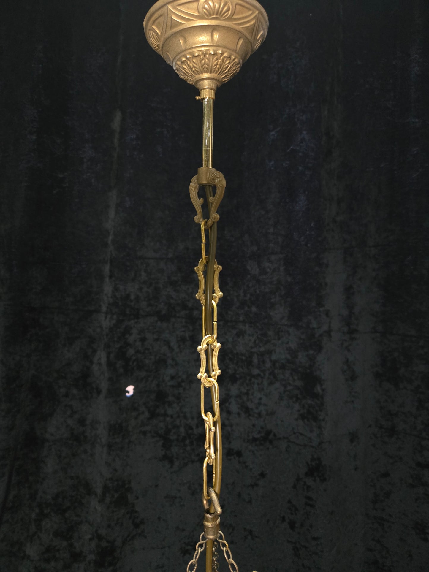 Beautiful Antique French Crystal Bag Brass and Bows Chandelier Ceiling Light