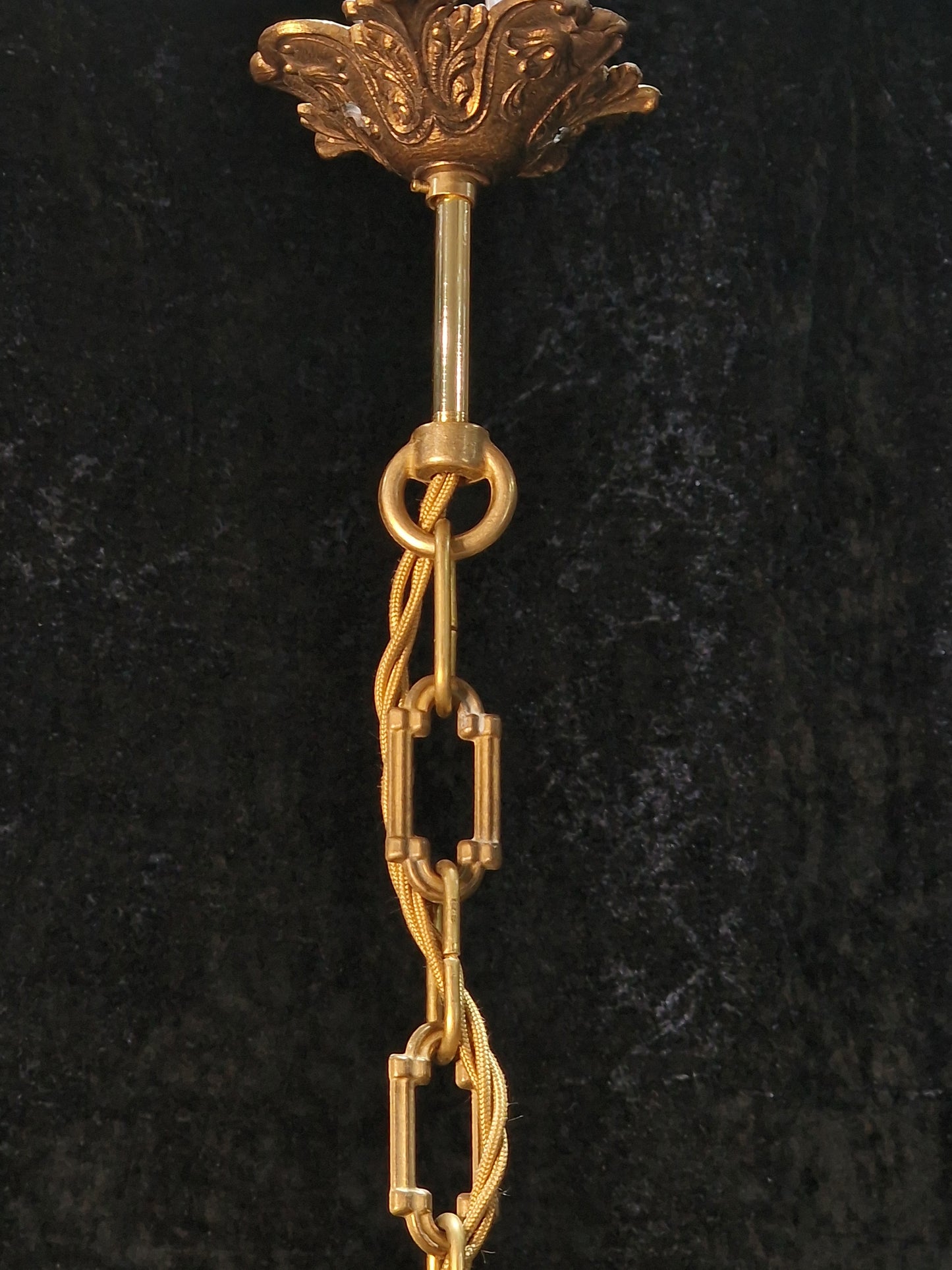 Fabulous Vintage Spanish Heavy Gilded Spelter 6 Arm Cherub Chandelier Light