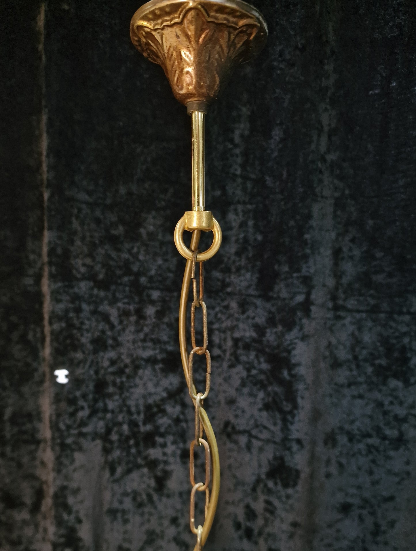 Beautiful Elegant Vintage Italian 5 Arm Brass Crystal Chandelier Ceiling Light