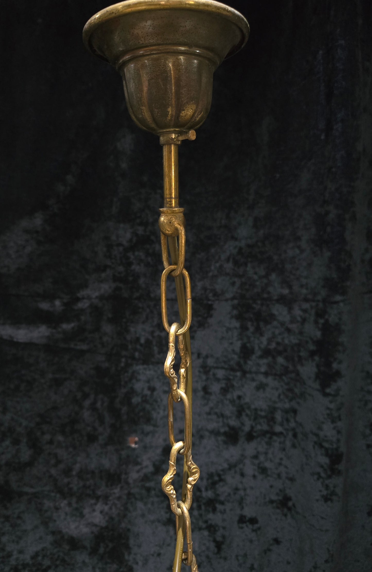 Traditional Vintage French 3 Arm Brass and Crystal Montgolfiere Bag Chandelier