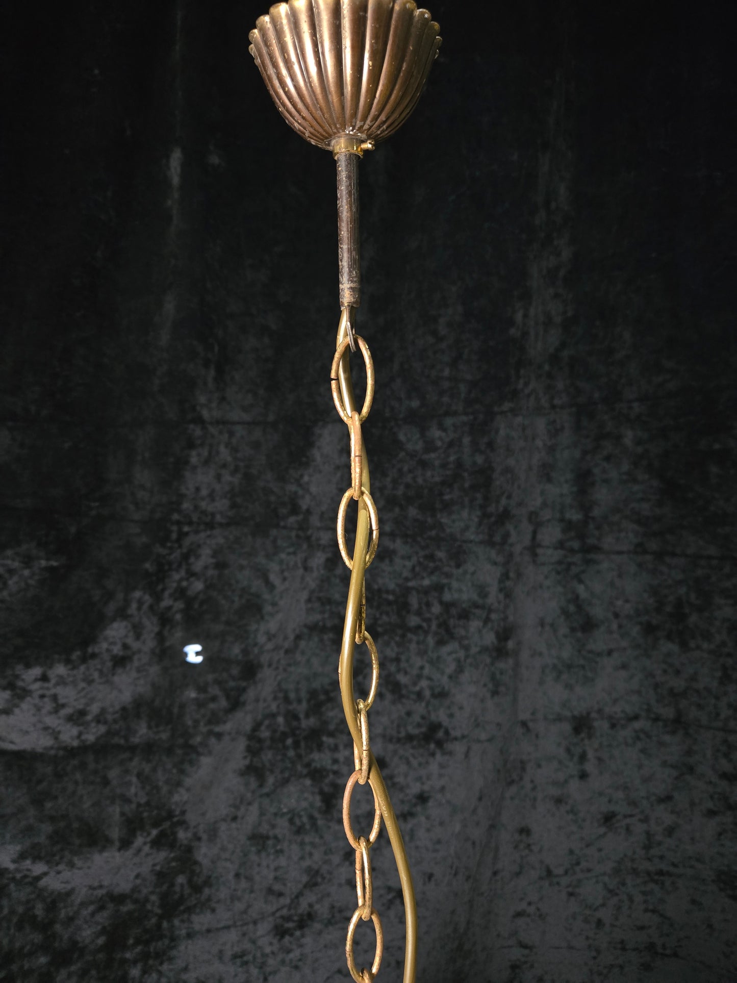 Classical Vintage Italian Brass 6 Arm Glass Crystal Chandelier Ceiling Light