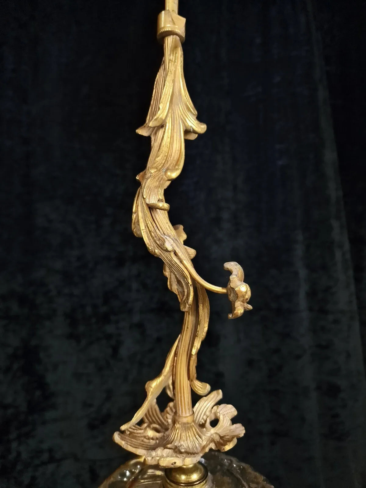 Lovely Vintage French 1 Light Brass Flower Foliage Stem Light Pendant