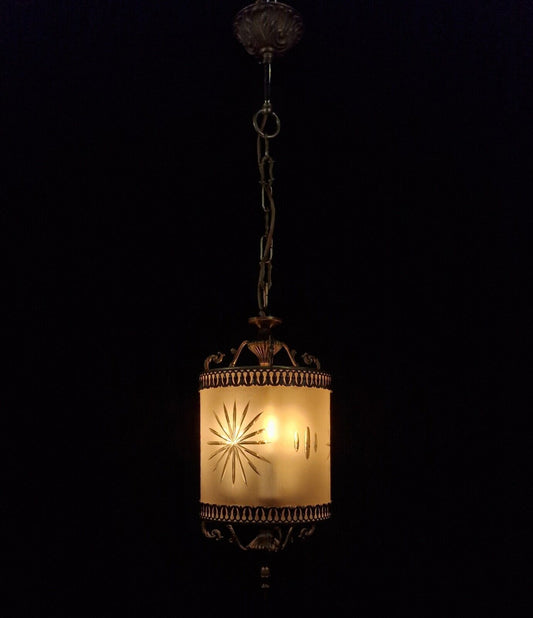 Decorative Vintage Italian 3 Light Starburst Cylinder Lantern Light