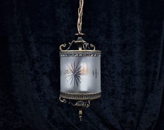 Decorative Vintage Italian 3 Light Starburst Cylinder Lantern Light