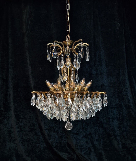 Exceptional Large Heavy 20 Light Vintage Italian Crystal Waterfall Chandelier