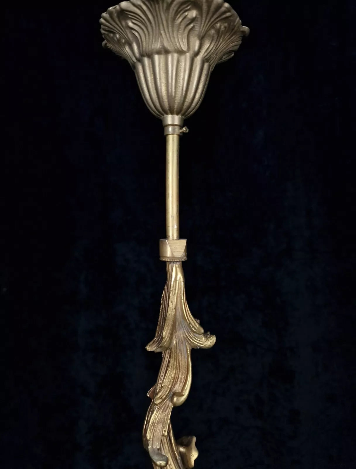 Lovely Vintage French 1 Light Brass Flower Foliage Stem Light Pendant