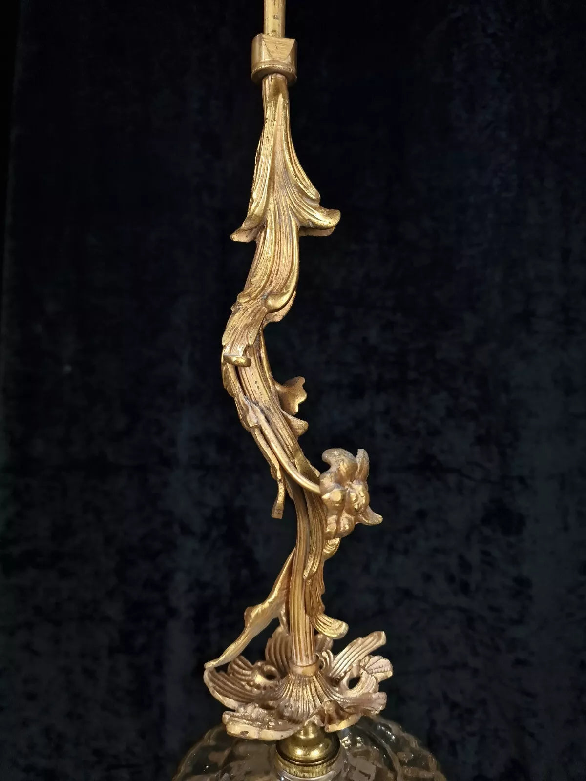 Lovely Vintage French 1 Light Brass Flower Foliage Stem Light Pendant