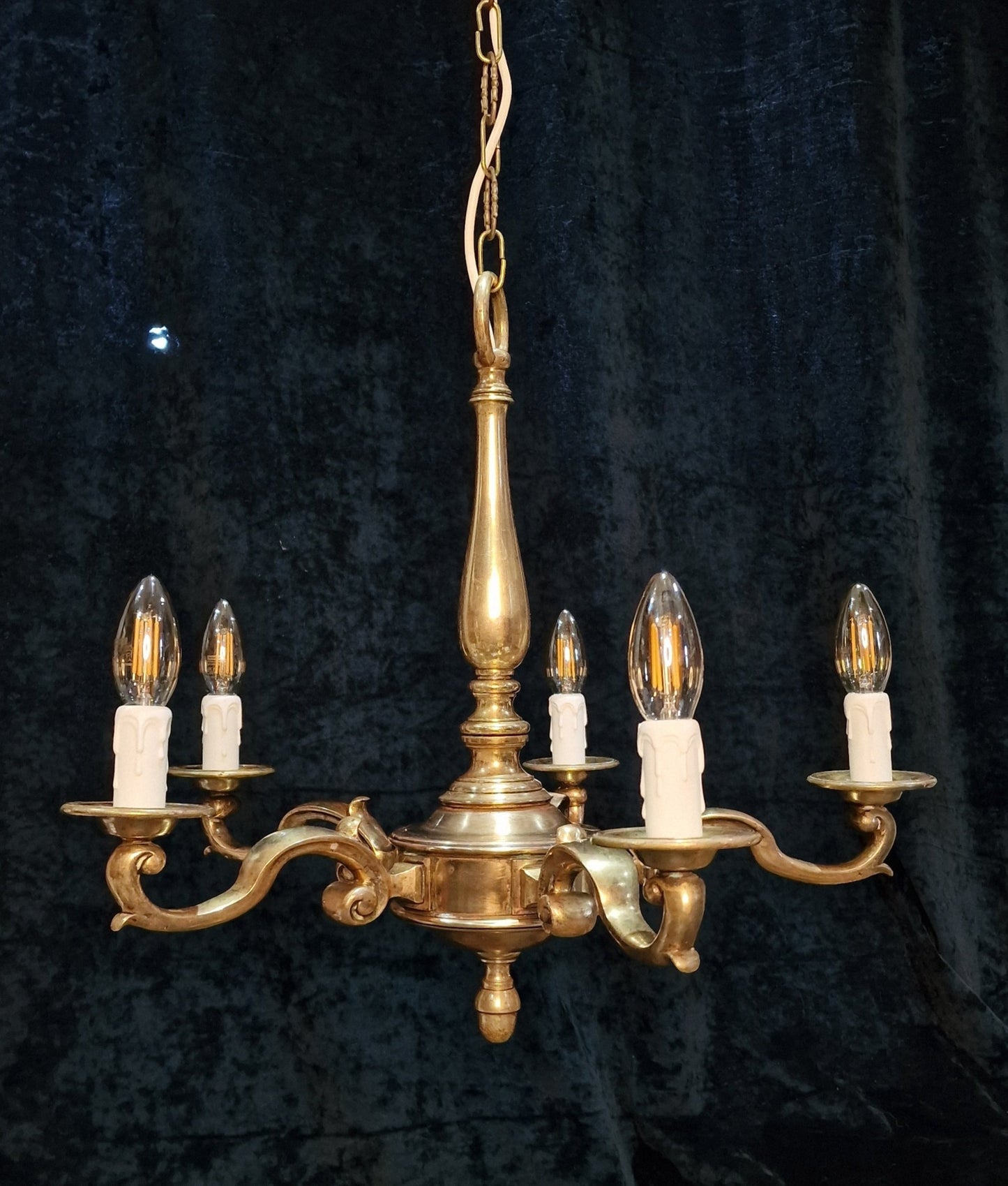 Classical Heavy Antique 5 Arm Solid Brass Chandelier Ceiling Light