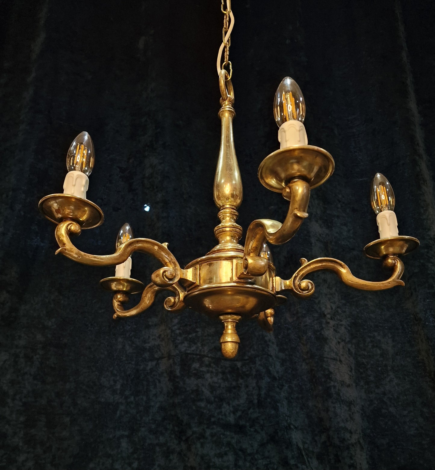 Classical Heavy Antique 5 Arm Solid Brass Chandelier Ceiling Light