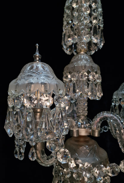 Magnificent Heavy Bohemian Crystal Vintage Cut Glass 6 Light 5 Arm Chandelier