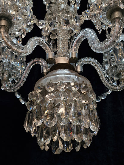 Magnificent Heavy Bohemian Crystal Vintage Cut Glass 6 Light 5 Arm Chandelier