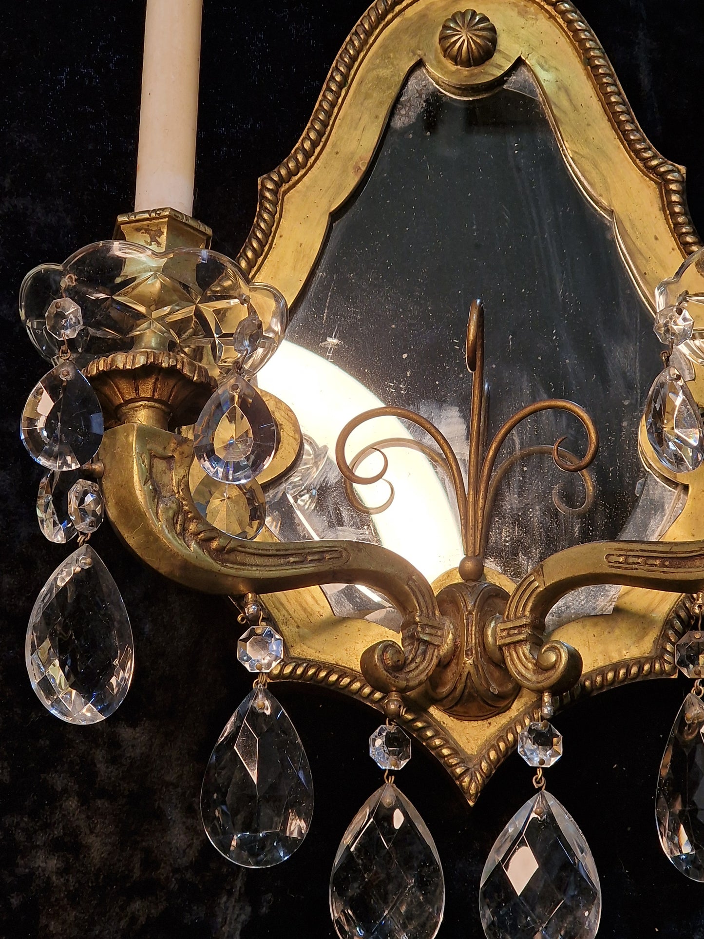 Fabulous Large Pair of Heavy Antique French 2 Arm Candle Mirrored Wall Lights