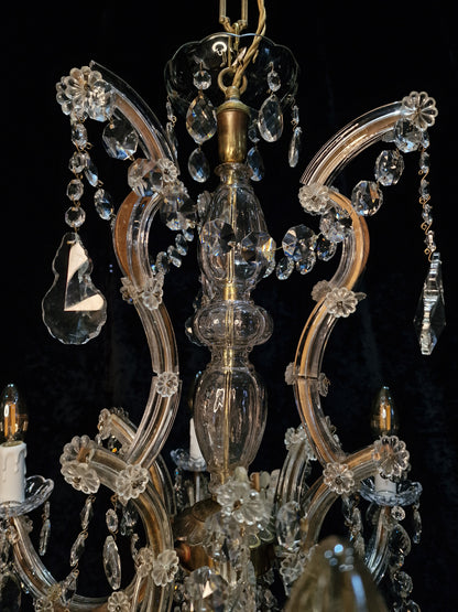 Fabulous Vintage French Heavy All Glass 6 Arm Crystal Marie Therese Chandelier