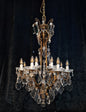 Stately Large Heavy Antique French Brass 12 Light Crystal Chandelier Light