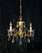Stunning Vintage Italian 3 Arm Part Brass Part Gilded Crystal Chandelier Light