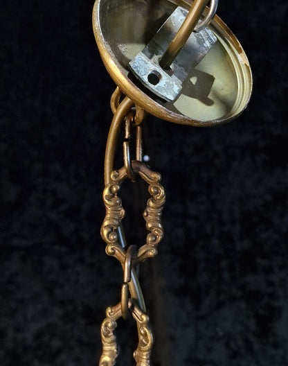 Lovely Petite Vintage Italian 3 Arm Brass Glass Crystal Chandelier Ceiling Light