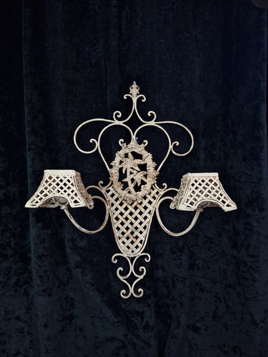 Lovely Large Vintage French 2 Arm Candle Wall Light Wall Sconce Outdoor Indoor