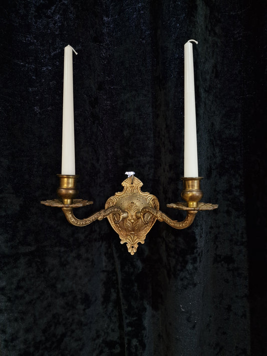 Decorative Singular Vintage French 2 Arm brass Candle Wall Light Sconce Applique