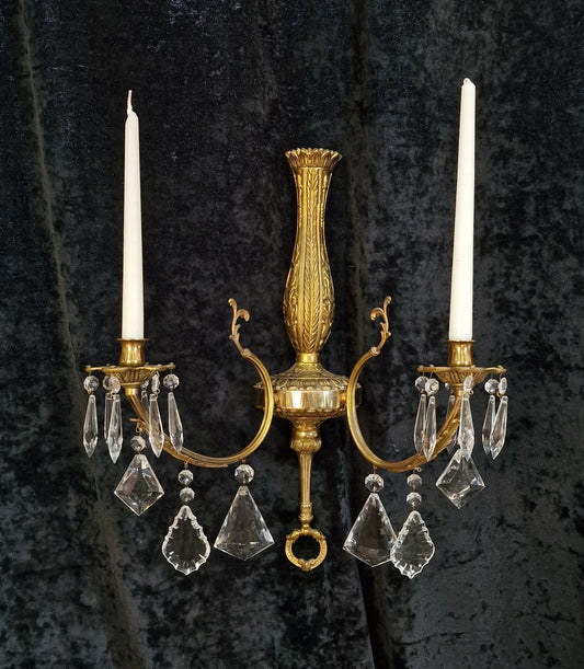 Decorative Large Vintage French 2 Arm brass Candle Wall Light Sconce Applique