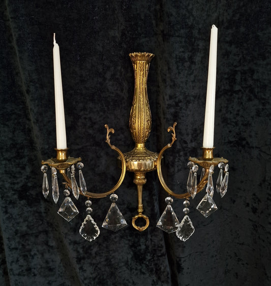 Decorative Large Vintage French 2 Arm brass Candle Wall Light Sconce Applique