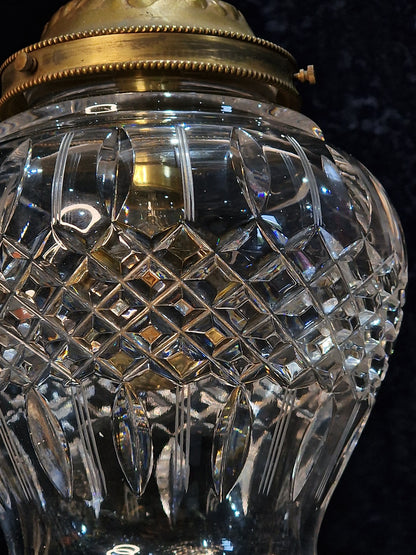 Fabulous Heavy Antique French Cut Glass Crystal Brass Lantern Ceiling Light