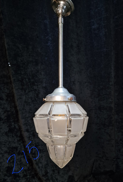 Unique Art Deco Antique Vintage Ships Lantern Light with Geometric Glass Shade