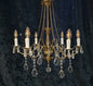 Elegant Vintage Italian 6 Arm Brass and Crystal Beaded Chandelier Ceiling Light