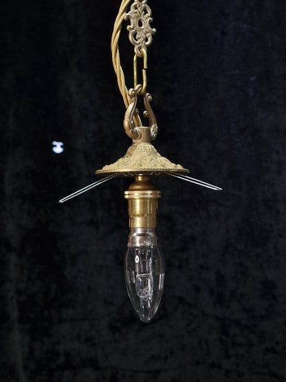 Stunning Vintage Italian 1 Light Brass Globe Lantern Ceiling Light