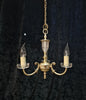 Lovely Vintage Silvered Nickle Plated Crystal Glass 3 Arm Chandelier Light