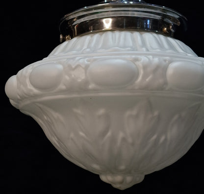 Traditional Antique Art Deco Pendant Lantern Light with a Large Milk Glass Shade