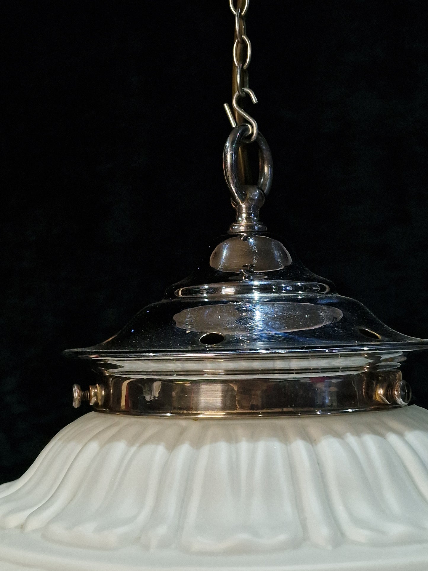 Traditional Antique Art Deco Pendant Lantern Light with a Large Milk Glass Shade