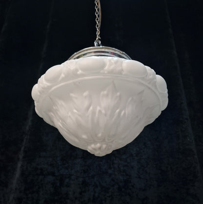 Traditional Antique Art Deco Pendant Lantern Light with a Large Milk Glass Shade