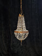 Traditional Antique French 1 Light Crystal Brass Montgolfiere Chandelier Light