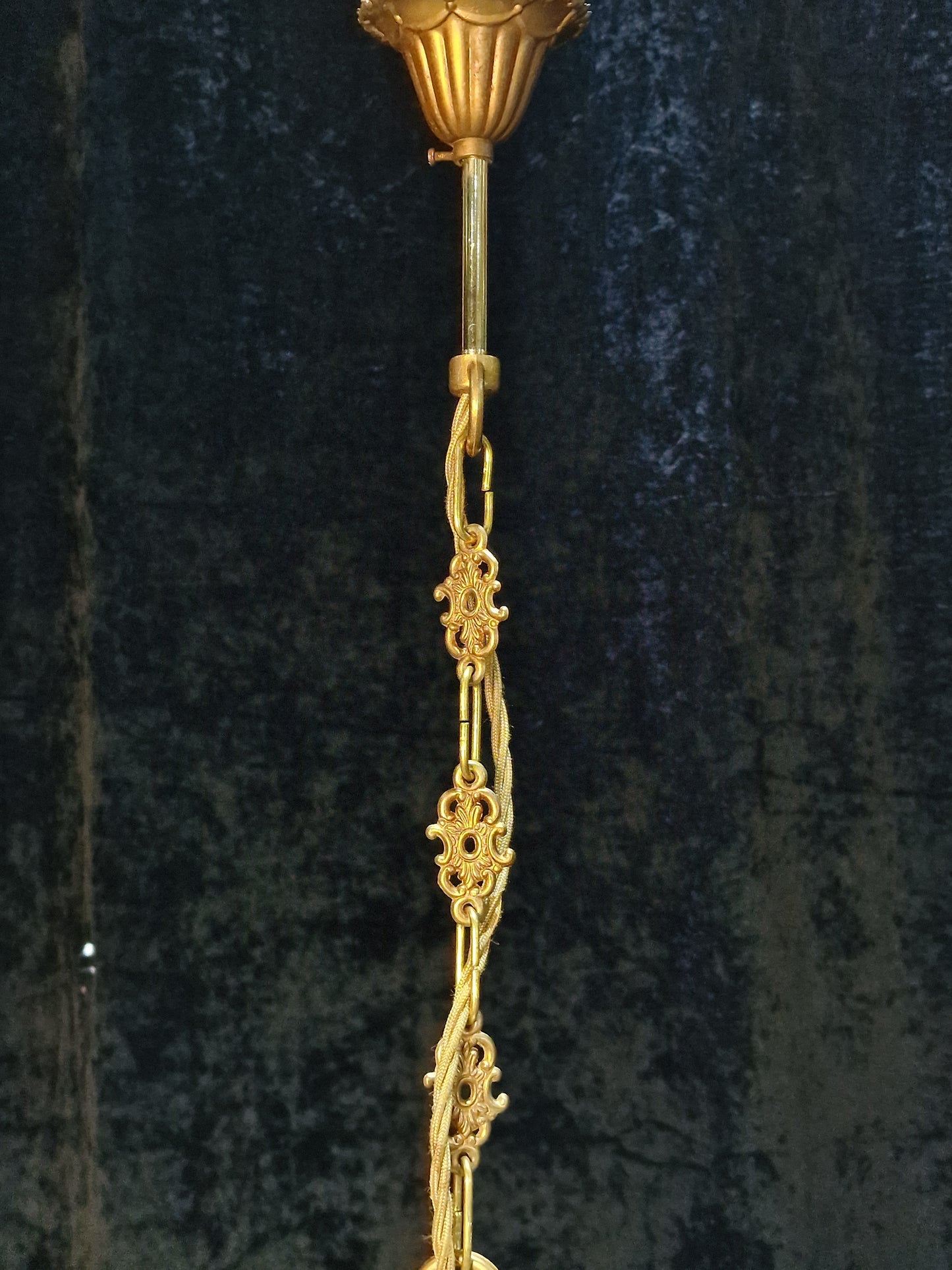Lovely Vintage Italian 1 Light Glass Gilded Lantern Ceiling Light
